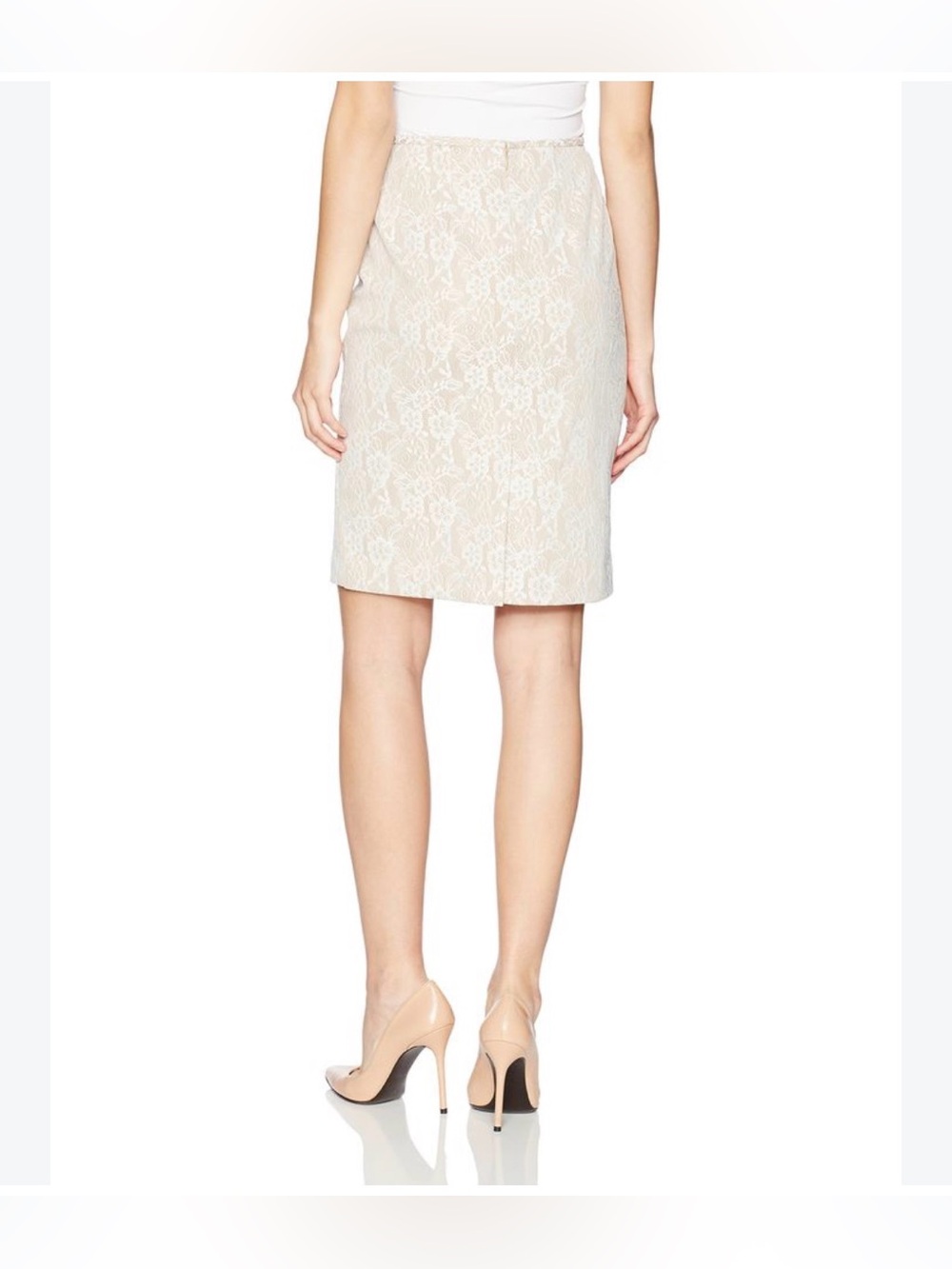 Calvin Klein Cream Lace Pencil Skirt
